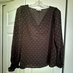 LOFT Dark Blouse with White Dots